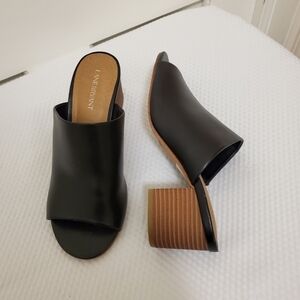 Lane Bryant Black Peep Toe heeled slides 8W
